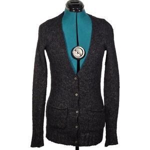 Madewell Wallace V-Neck Mohair Blend Button Cardigan Charcoal Gray XS EUC